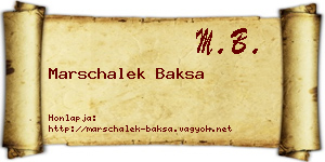 Marschalek Baksa névjegykártya